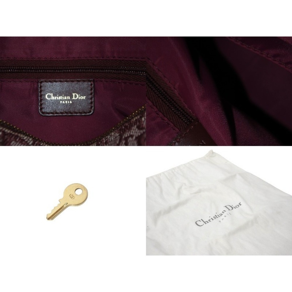 Christian Dior Trotter Handbag Canvas Leather Bordeaux - Picture 9 of 9